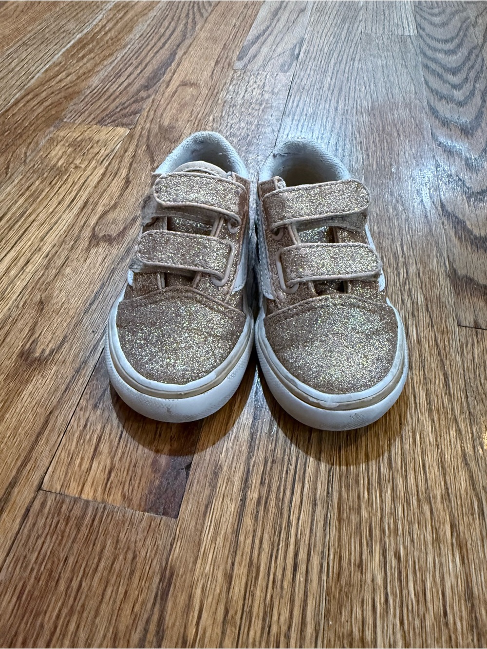 Baby Glitter Velcro Vans Sneakers - Pink/Gold